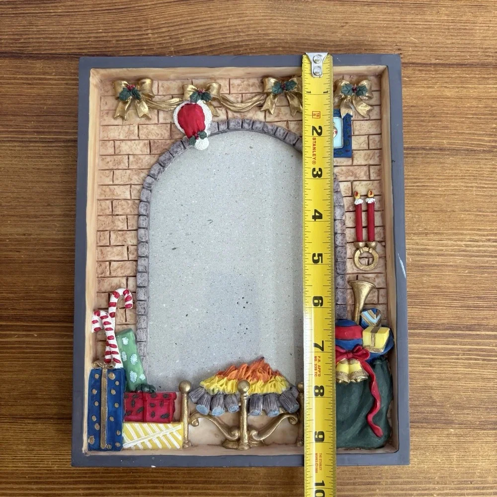 Vintage Christmas Fireplace Resin Picture Frame 5x7 Holiday Photo Frame Decor
